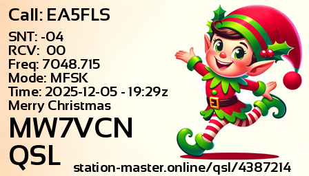QSL Card for MW7VCN QSO with EA5FLS