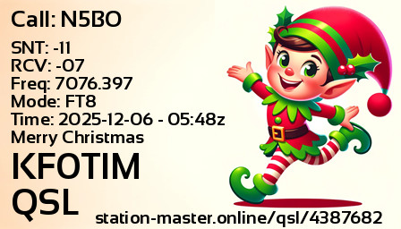 QSL Card for KF0TIM QSO with N5BO