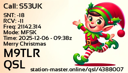 QSL Card for M9TLR QSO with S53UK
