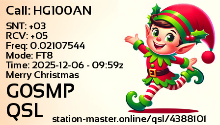 QSL Card for G0SMP QSO with HG100AN
