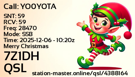 QSL Card for 7Z1DH QSO with YO0YOTA