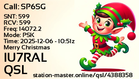 QSL Card for IU7RAL QSO with SP6SG