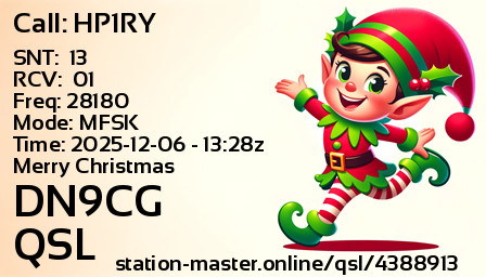 QSL Card for DN9CG QSO with HP1RY