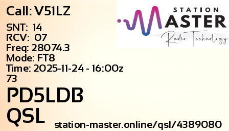 QSL Card for PD5LDB QSO with V51LZ