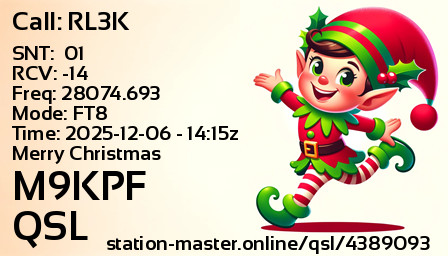 QSL Card for M9KPF QSO with RL3K