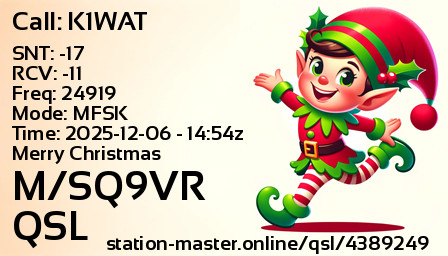 QSL Card for M/SQ9VR QSO with K1WAT