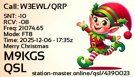 QSL Card for M9KGS QSO with W3EWL/QRP