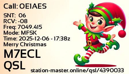 QSL Card for M7ECL QSO with OE1AES