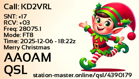 QSL Card for AA0AM QSO with KD2VRL