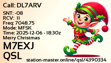 QSL Card for M7EXJ QSO with DL7ARV