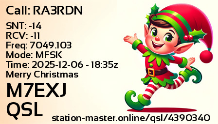 QSL Card for M7EXJ QSO with RA3RDN