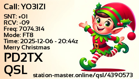 QSL Card for PD2TX QSO with YO3IZI