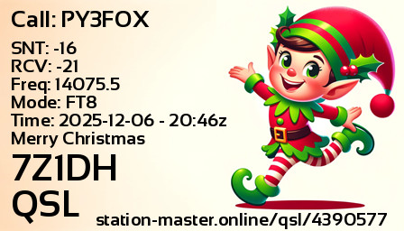 QSL Card for 7Z1DH QSO with PY3FOX