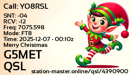QSL Card for G5MET QSO with YO8RSL