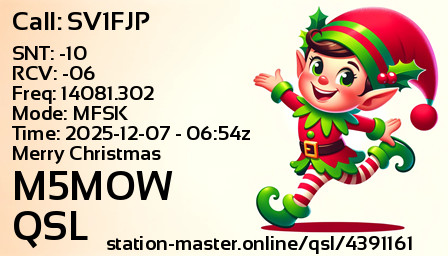 QSL Card for M5MOW QSO with SV1FJP