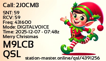 QSL Card for M9LCB QSO with 2J0CMB