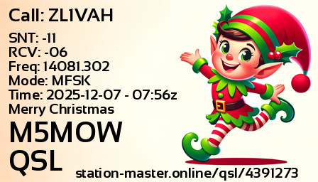 QSL Card for M5MOW QSO with ZL1VAH