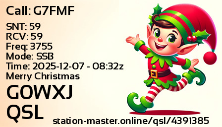 QSL Card for G0WXJ QSO with G7FMF