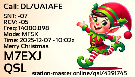 QSL Card for M7EXJ QSO with DL/UA1AFE