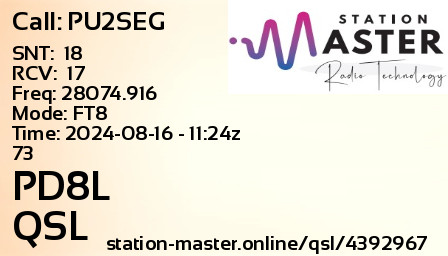 QSL Card for PD8L QSO with PU2SEG