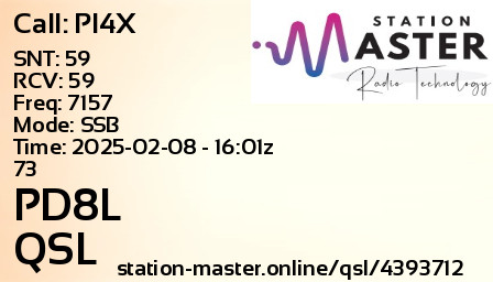 QSL Card for PD8L QSO with PI4X