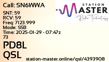 QSL Card for PD8L QSO with SN6WWA