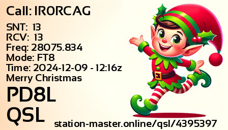QSL Card for PD8L QSO with IR0RCAG