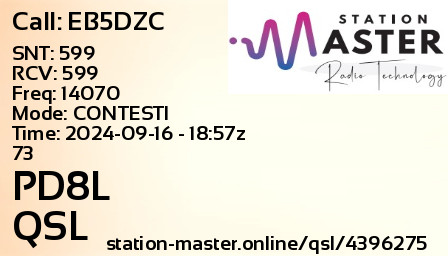 QSL Card for PD8L QSO with EB5DZC