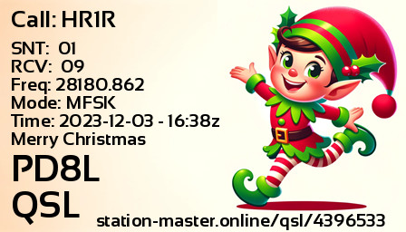 QSL Card for PD8L QSO with HR1R