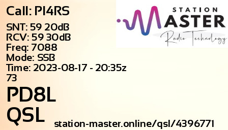 QSL Card for PD8L QSO with PI4RS