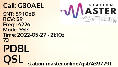 QSL Card for PD8L QSO with GB0AEL