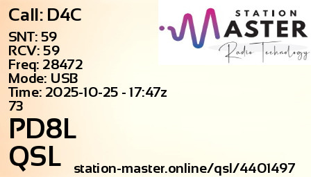 QSL Card for PD8L QSO with D4C