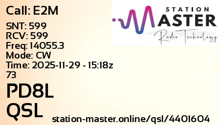 QSL Card for PD8L QSO with E2M