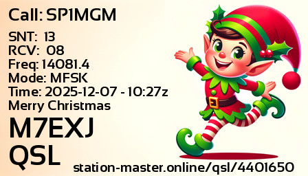 QSL Card for M7EXJ QSO with SP1MGM