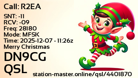 QSL Card for DN9CG QSO with R2EA