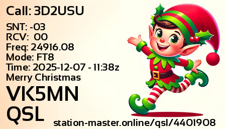 QSL Card for VK5MN QSO with 3D2USU