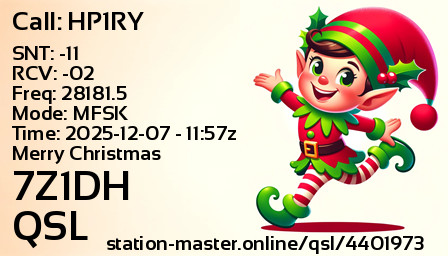 QSL Card for 7Z1DH QSO with HP1RY