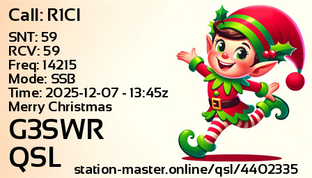 QSL Card for G3SWR QSO with R1CI