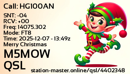 QSL Card for M5MOW QSO with HG100AN