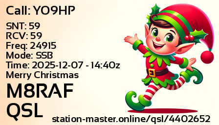QSL Card for M8RAF QSO with YO9HP