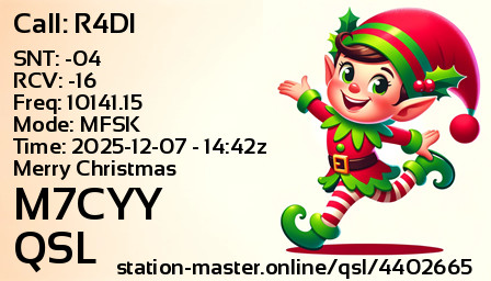 QSL Card for M7CYY QSO with R4DI