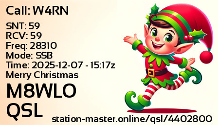 QSL Card for M8WLO QSO with W4RN