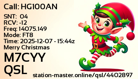 QSL Card for M7CYY QSO with HG100AN