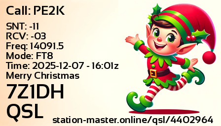QSL Card for 7Z1DH QSO with PE2K