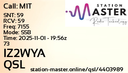QSL Card for IZ2WYA QSO with M1T