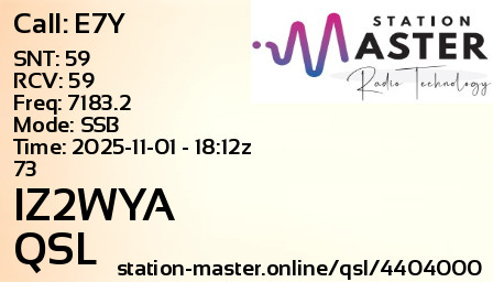 QSL Card for IZ2WYA QSO with E7Y