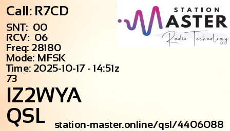 QSL Card for IZ2WYA QSO with R7CD