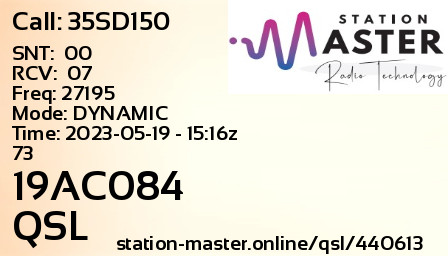 QSL Card for 19AC084 QSO with 35SD150
