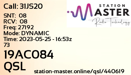 QSL Card for 19AC084 QSO with 31JS20