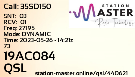 QSL Card for 19AC084 QSO with 35SD150